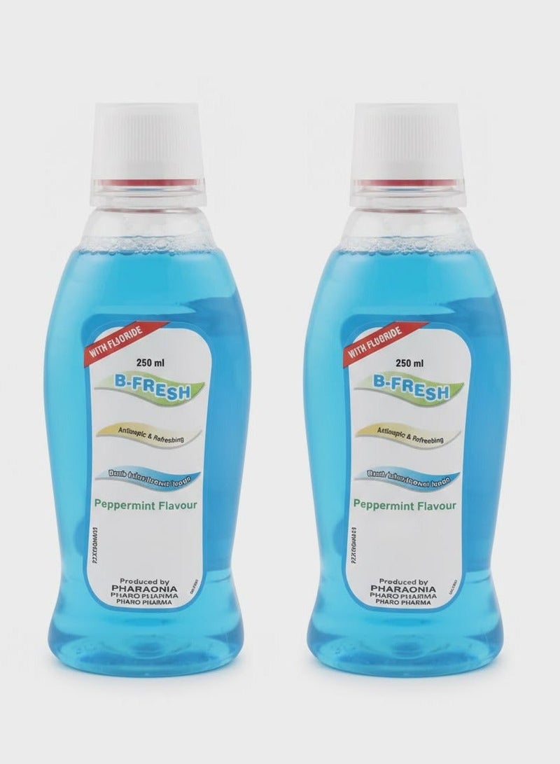 B-Fresh Mouthwash with Fluoride & Mint Flavour - 250ml (Pack of 2) - Image 1